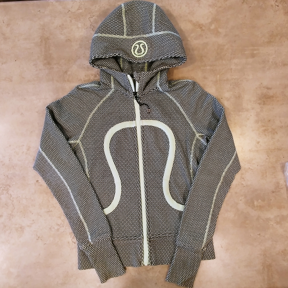 Lululemon Scuba Womens 4 Hoodie. Mint Green & Black Full Zip Sweater, thumb hole